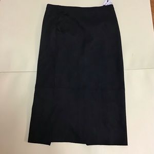 New Suede MIDI Front Slits Black Skirt KAREN KANE XS